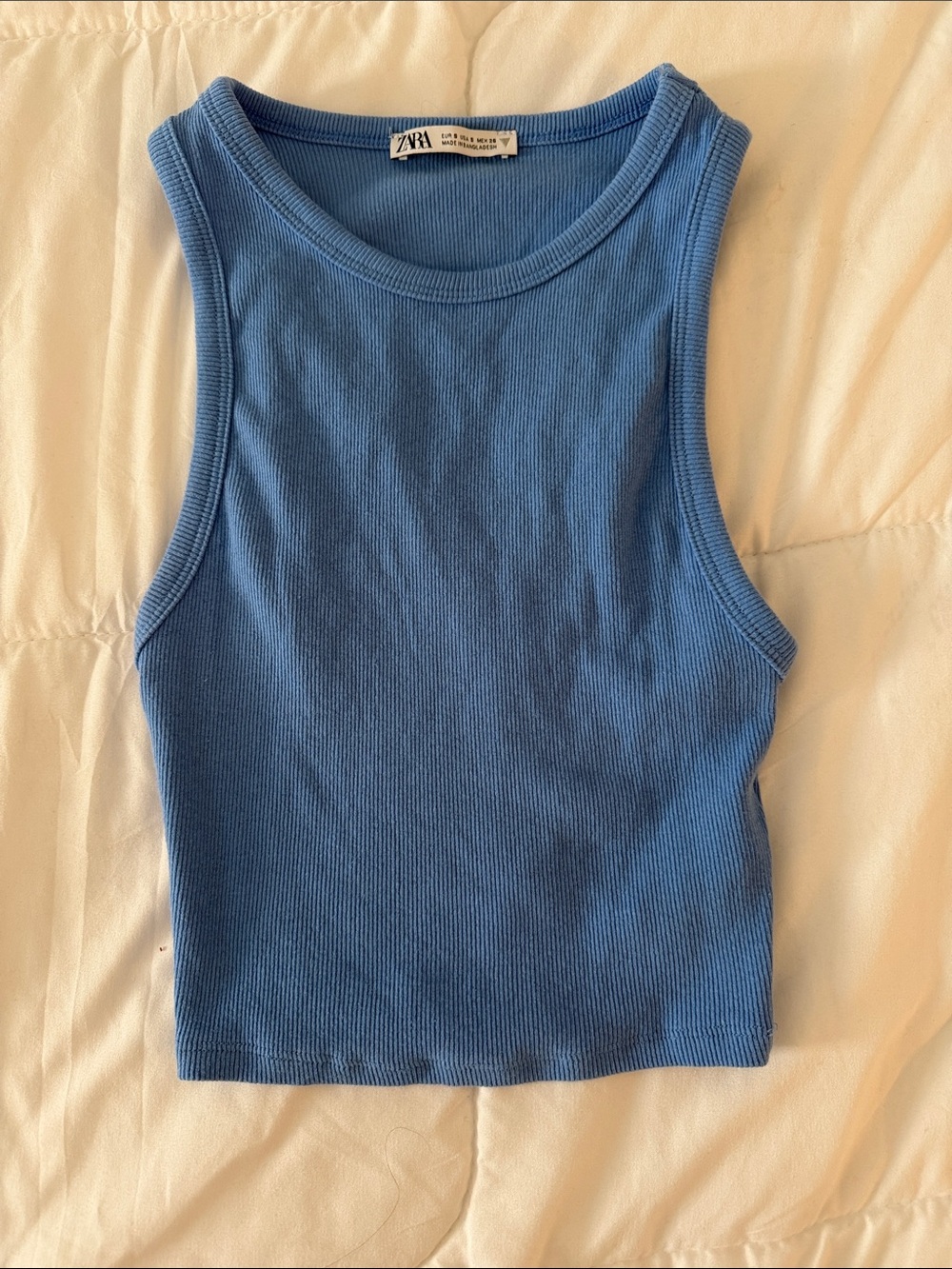 Zara Cornflower Blue Ribbed Tank